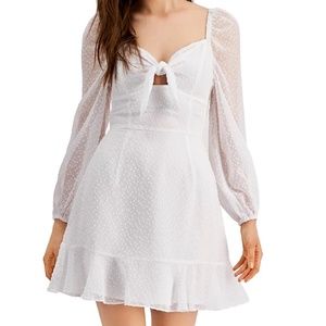 Textured Tie-Front Mini Dress